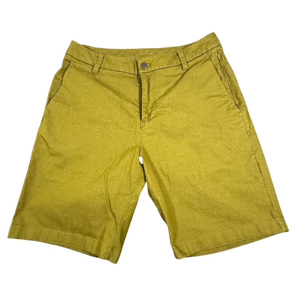 Lululemon Commission Shorts Mens 31 Olive Green Gold Textured 9 Inch Inseam